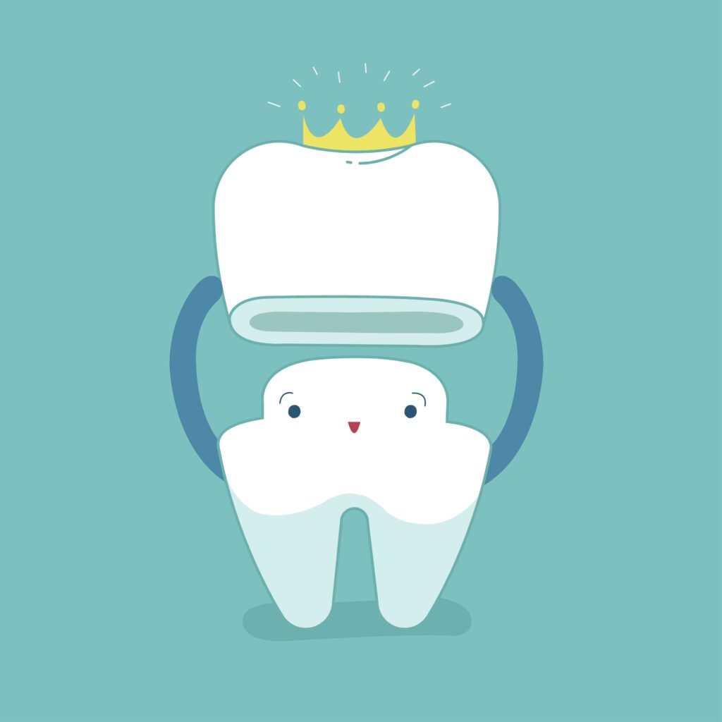 Illustration of a tooth holding a crown